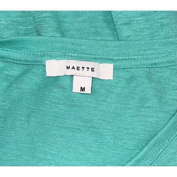 Maette Womens Teal Linen Tank Top Scoop Neck Knot Front Size M - Picture 6 of 8